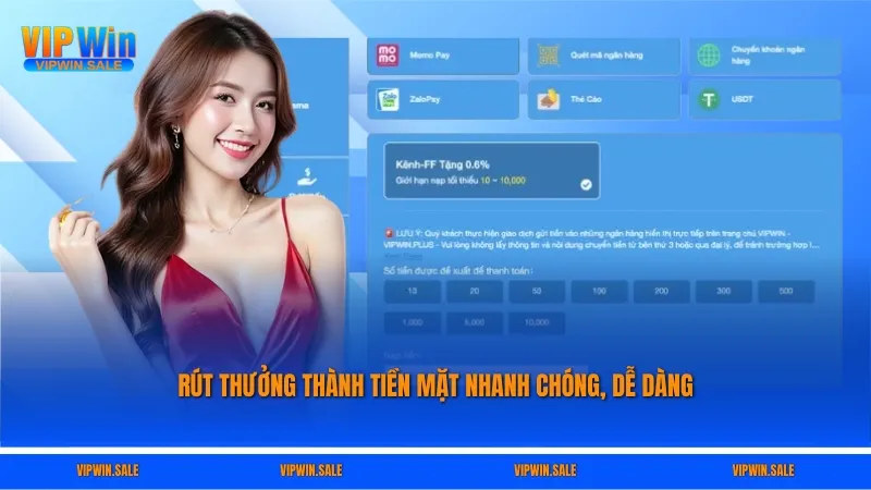 Rút thưởng thành tiền mặt nhanh chóng, dễ dàng